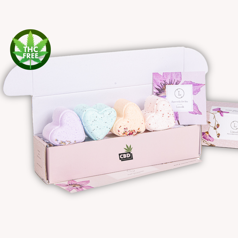 CBD - 5 Hearts Shaped Shower Steamers with CBD - in a Gift Box - Can be personalized. (THC free)