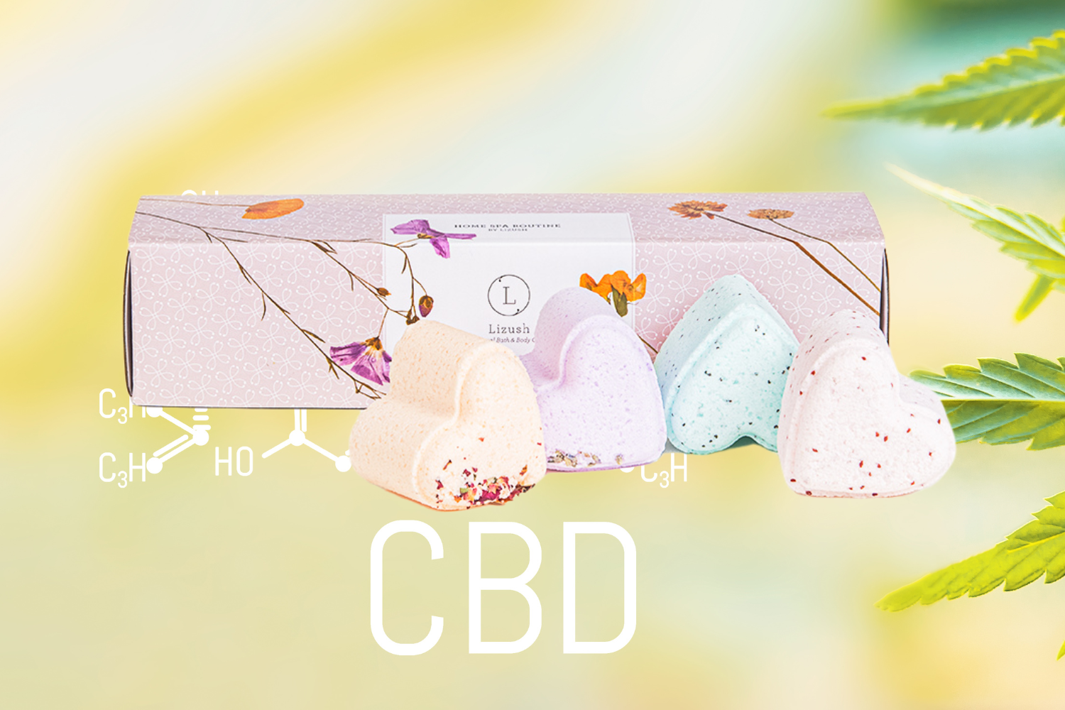 CBD - 5 Hearts Shaped Shower Steamers with CBD - in a Gift Box - Can be personalized. (THC free)