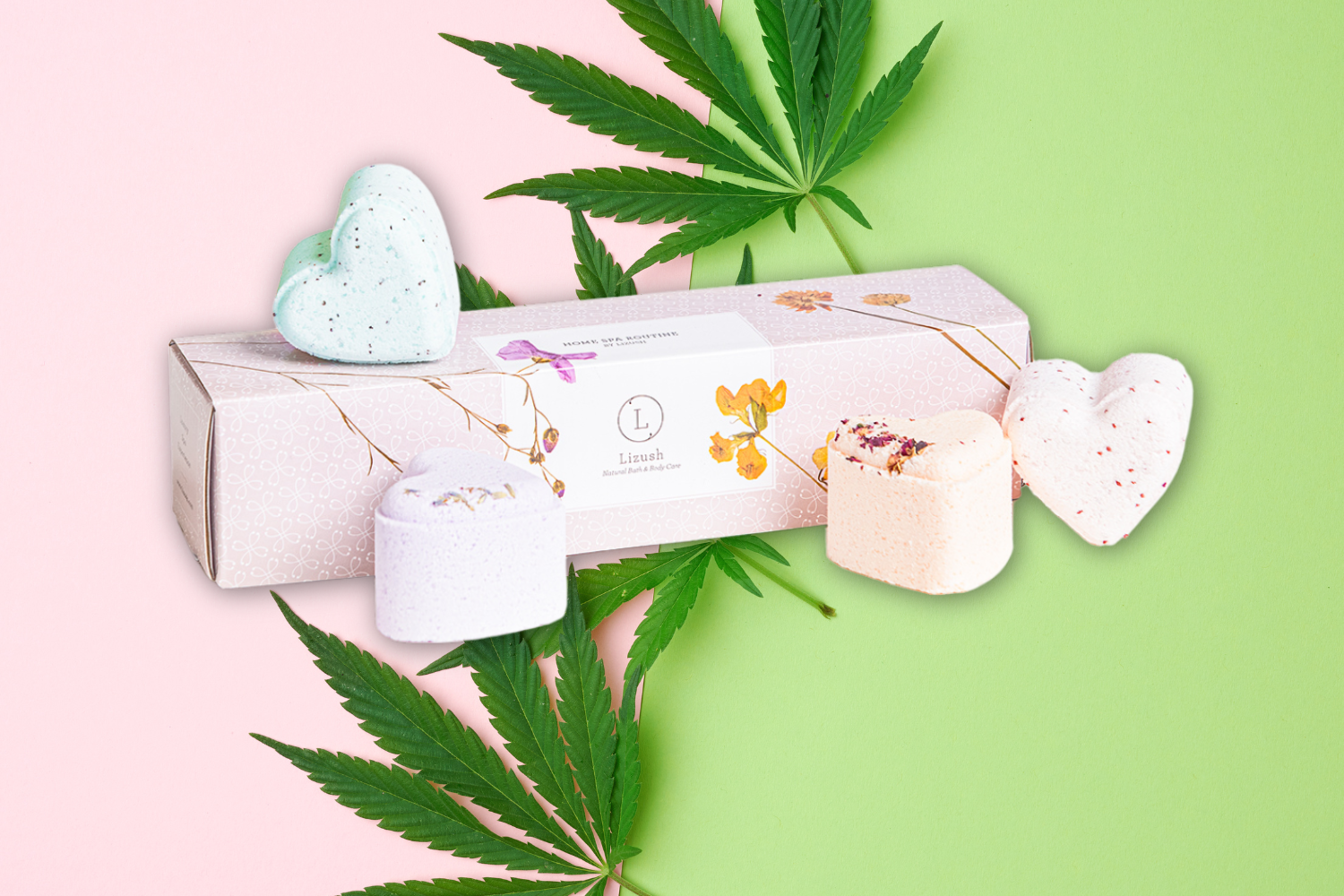 CBD - 5 Hearts Shaped Shower Steamers with CBD - in a Gift Box - Can be personalized. (THC free)