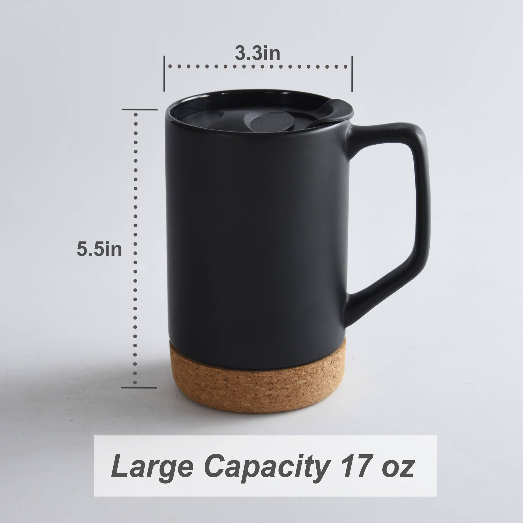 Taza de Café de Cerámica con Base de Corcho - 17 oz