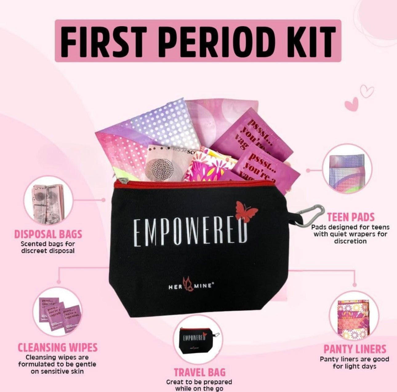 First Period Kit for Girls – Organic, Eco-Friendly & Discreet Menstrual Starter Kit for Teens & Tweens