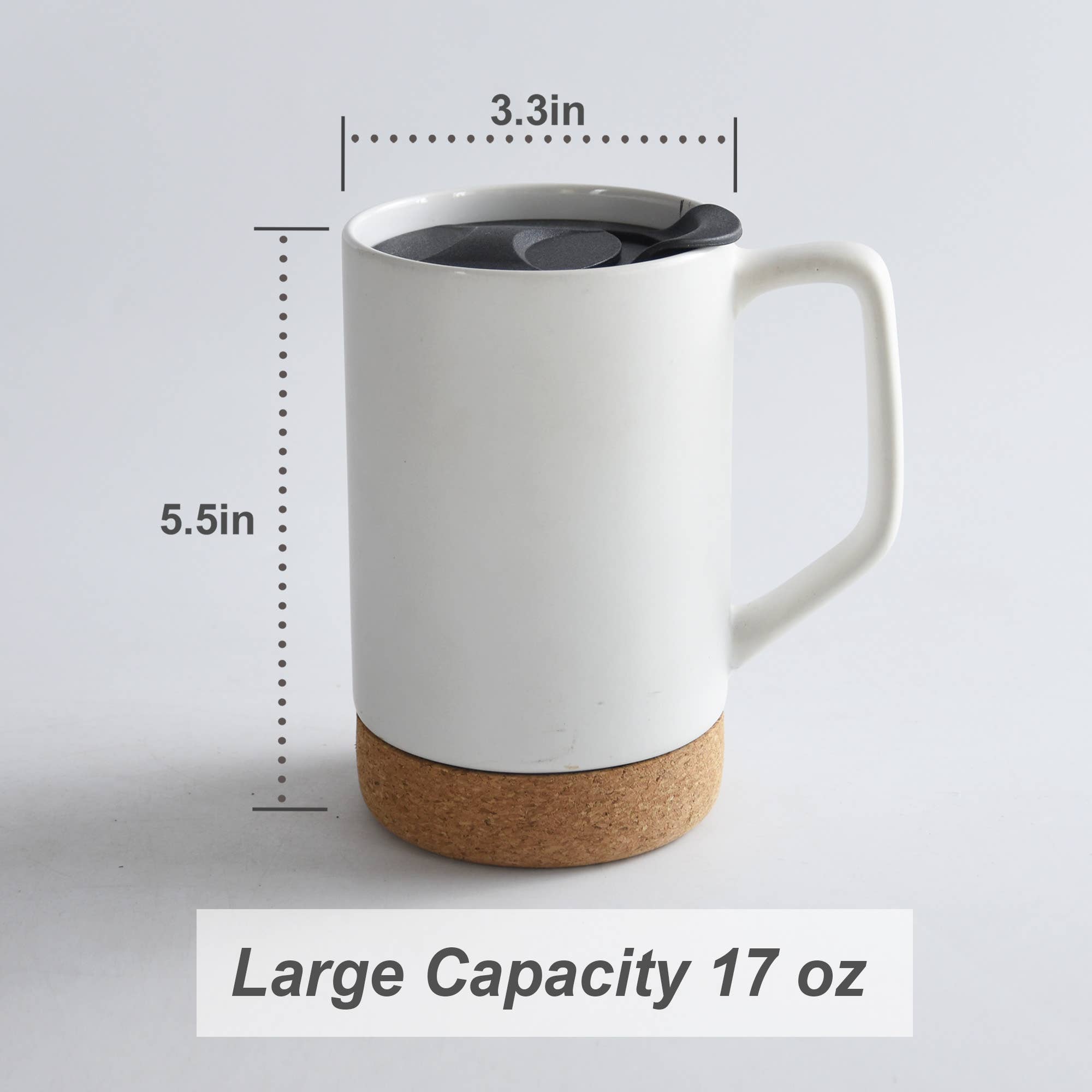 Taza de Café de Cerámica con Base de Corcho - 17 oz