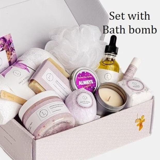 Bath Bomb and Shower Steamer All Natural Lavender Gift Box with - bath & body products