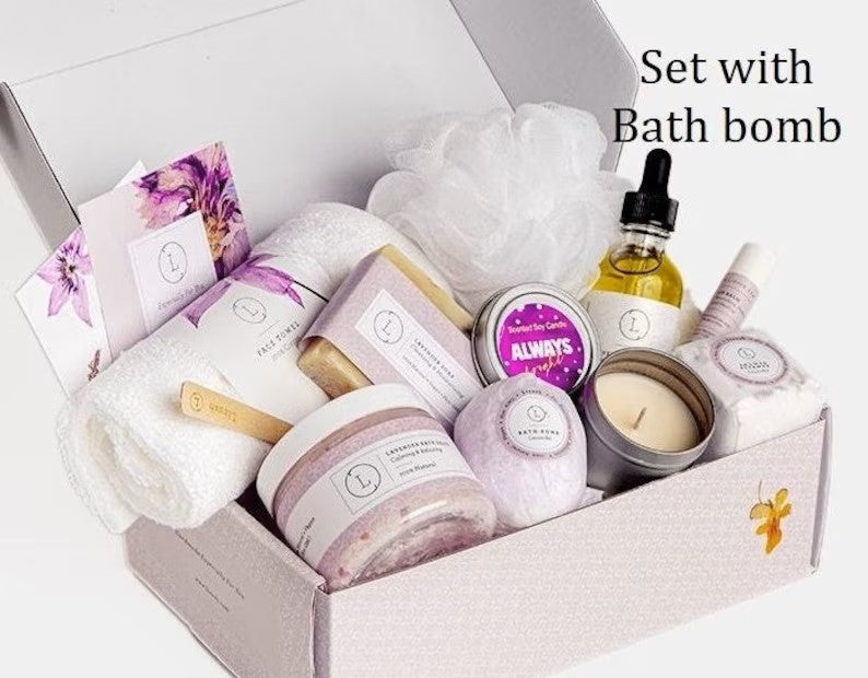 Bath Bomb and Shower Steamer All Natural Lavender Gift Box with - bath & body products